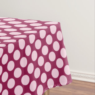 Große Retro-Punkte - bordeauxrot und rosa Muschel Tischdecke