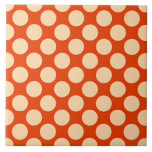 Große Retro-Punkte - hellorange und Mandarine Fliese