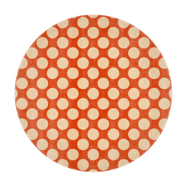 Große Retro-Punkte - hellorange und Mandarine Schneidebrett (Vorderseite)