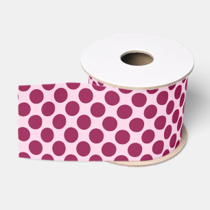 Große Retro-Punkte - Muschel pink und bordeauxrot Ripsband