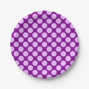 Große Retro-Punkte - orchid und lila Pappteller