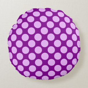 Große Retro-Punkte - orchid und lila Rundes Kissen