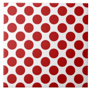 Große Retro Punkte - Rot und Weiß Fliese