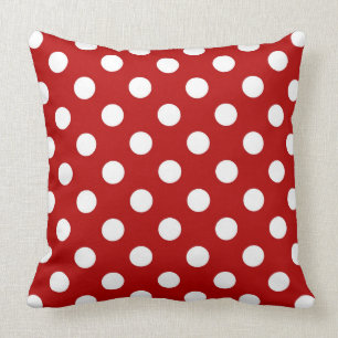 Große Retro Punkte - Rot und Weiß Kissen