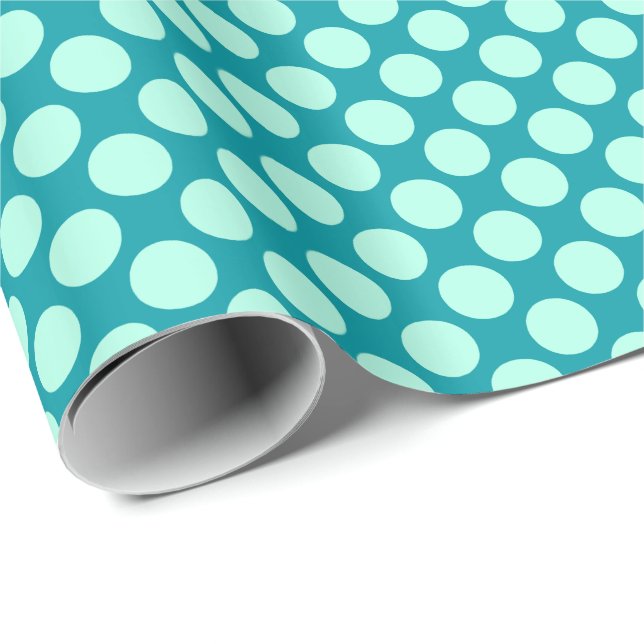 Große Retro-Punkte - Türkis und Aqua Geschenkpapier (Rolleneckpunkt)