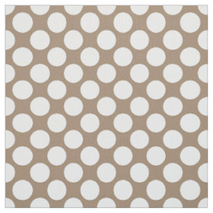 Große Retro Punkte - Weiß und Taupe bräunen sic Stoff