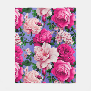 Große Retro-Rose in Pink Fleecedecke