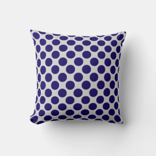 Große Retrodots - grau / grau und Marine Kissen