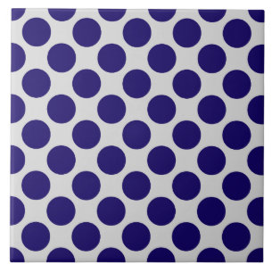 Große Retrodots - Marine und grau / grau Fliese