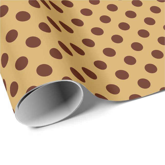 Große Retrodots - schokoladenbraun auf Karamelll Geschenkpapier (Rolleneckpunkt)