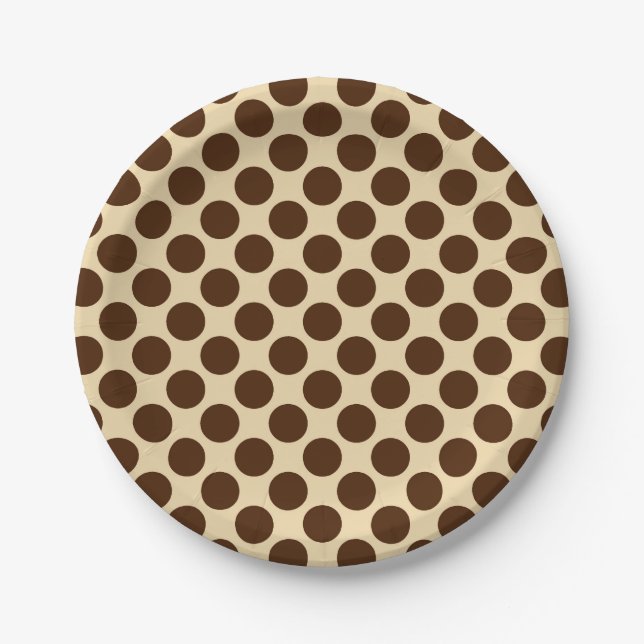 Große Retrodots - schokoladenbraun und braun Pappteller (Vorderseite)