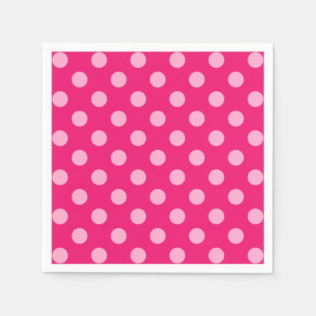 Große Retropunkte, Fuchsia und Pastellrosa Serviette (Vorderseite)