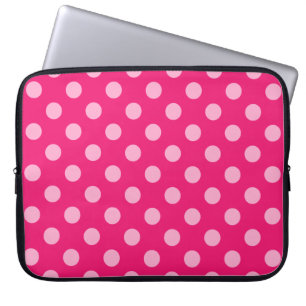 Große Retropunkte - rosa auf einem heißen rosa Hin Laptopschutzhülle