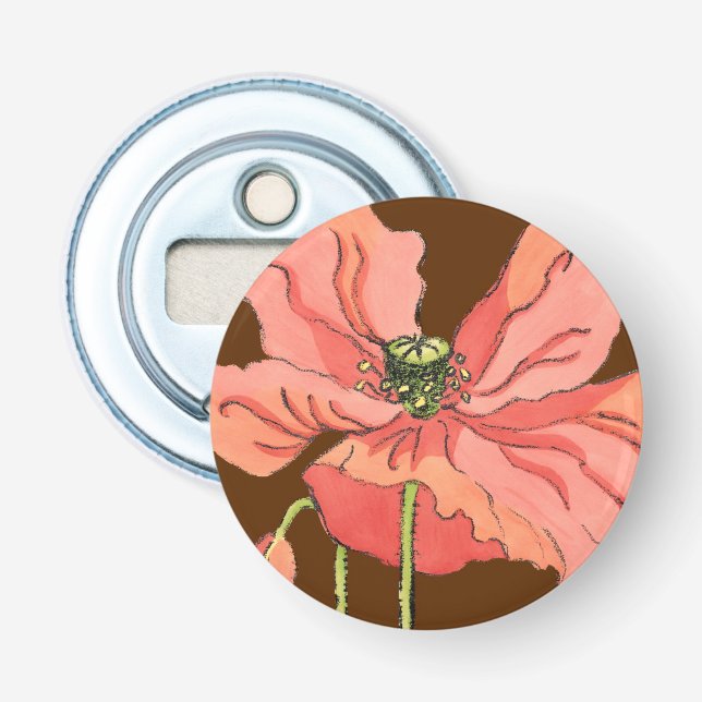 Große rosa Blume mit tiefrotem Hintergrund Flaschenöffner (Vorderseite)