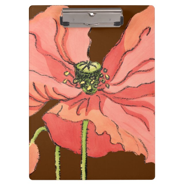 Große rosa Blume mit tiefrotem Hintergrund Klemmbrett (Vorderseite)