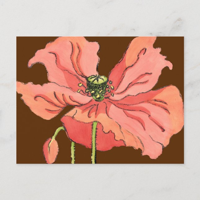 Große rosa Blume mit tiefrotem Hintergrund Postkarte (Vorderseite)