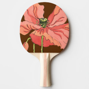 Große rosa Blume mit tiefrotem Hintergrund Tischtennis Schläger