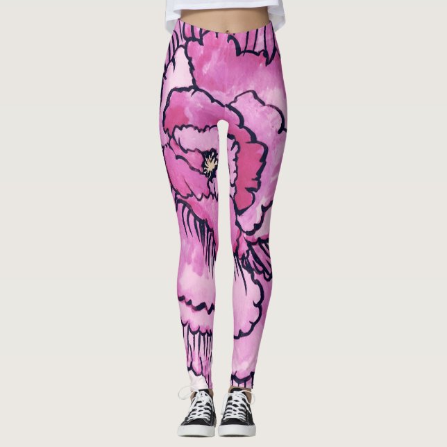 Große rosa Blume Sammlung Leggings  (Vorderseite)