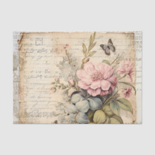 Große rosa Blume und Butterfly-Skripte Seidenpapier