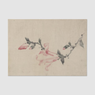 Große rosa Blüte an einem Stiel von Hokusai Seidenpapier