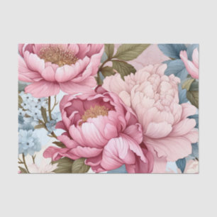 Große rosa Blüten mit zarten blauen Seidenpapier