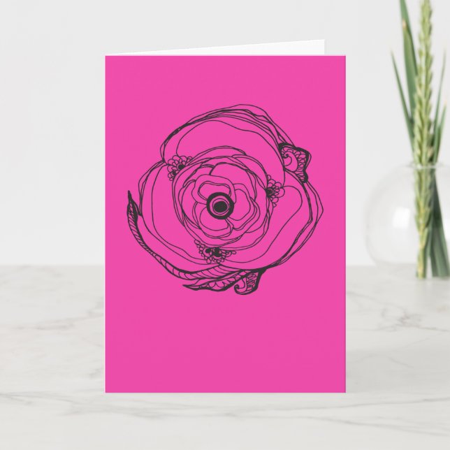 Große rosa Rose Zeichn- und Posekarte Karte (Vorderseite)