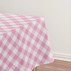 Große, rosa/weiße Gingham-Karo Muster Geometrie Tischdecke