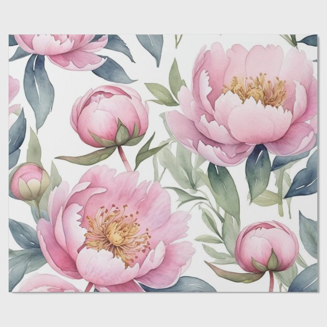 große rosafarbene Erbsen Aquarell Geschenkpapier (Flach)