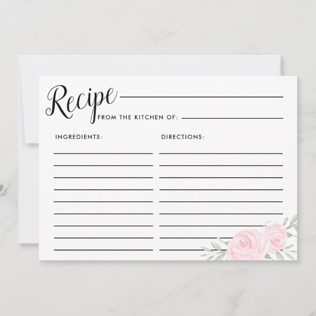 Grosse, rosafarbene, florale Bridal Rezeptkarte Einladung (Vorderseite)