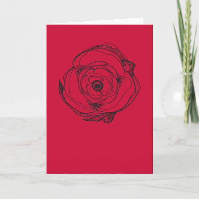 Große Rose Zeichn- und Poemkarte Karte (Vorderseite)