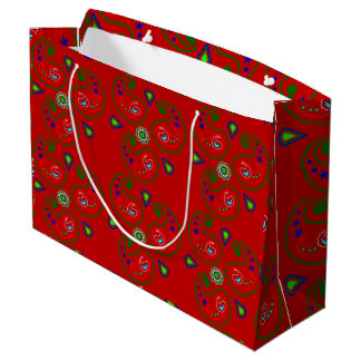 Große, rot glänzende Weihnachtscreme Paisley Gesch Große Geschenktüte