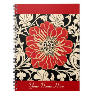Große rote Art Nouveau-Blume  Notizblock