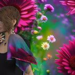 Große rote Blume Schal<br><div class="desc">Dieses Kunstwerk hat große rote Blume, die mit einem blauen, blauen Hintergrund und kleinen, weißen und violetten Blumen überzogen sind. Das wurde mit künstlerischer Intelligenz erfunden.</div>