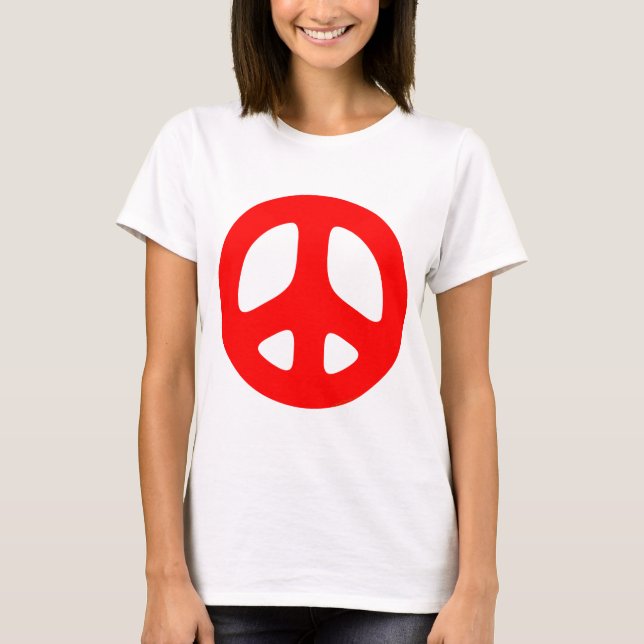 Große rote Friedenszeichen-Spitze T-Shirt (Vorderseite)