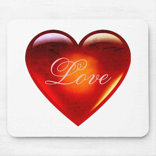 Große rote Liebe Herz/viel Liebe/liebend herzweiß Mousepad (Vorne)