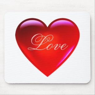 Große rote Liebe/viel Liebe/liebend herzweiß Mousepad