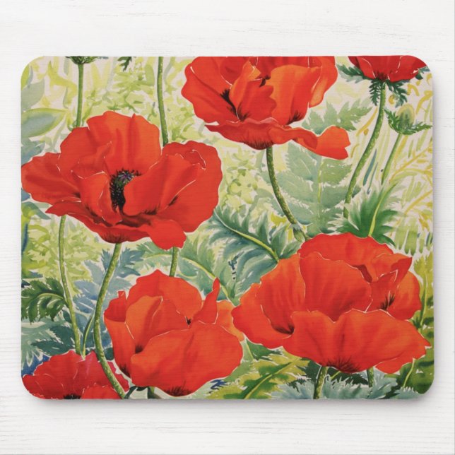 Große rote Mohnblumen Mousepad (Vorne)