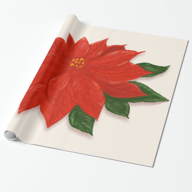 Große rote Poinsettia Geschenkpapier (Ungerollt)