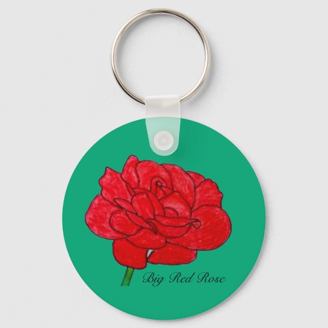 Große rote Rose  Schlüsselanhänger (Vorderseite)