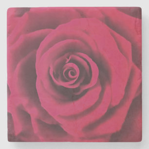 Große Rote Rose Steinuntersetzer