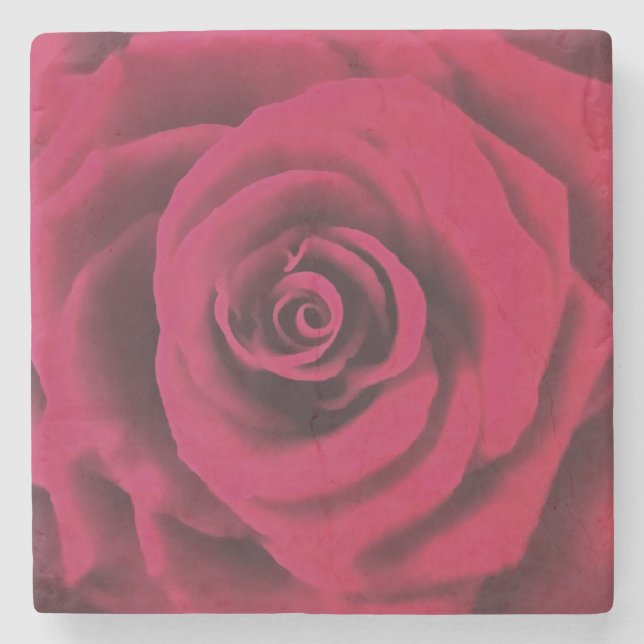 Große Rote Rose Steinuntersetzer (Vorderseite)