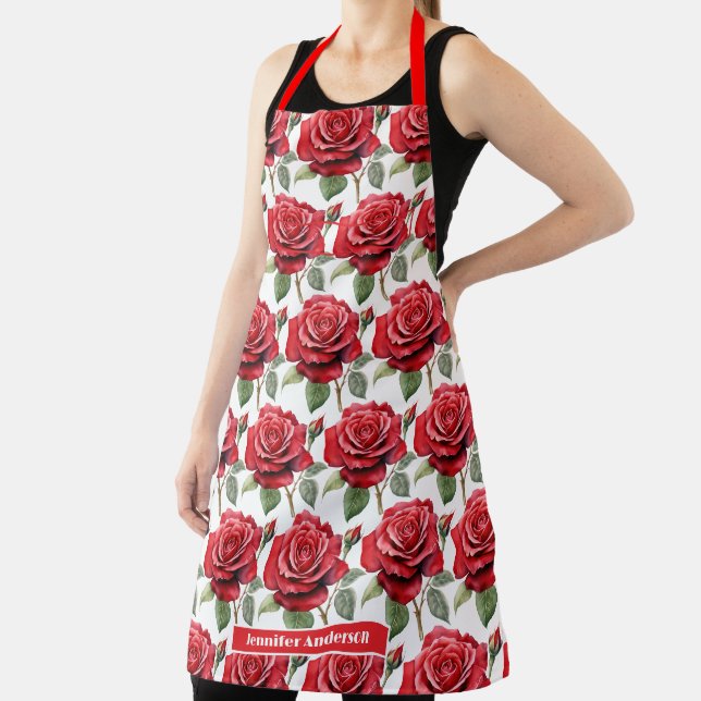 Große Rote Rosen Elegant, floral Schürze (InSitu)