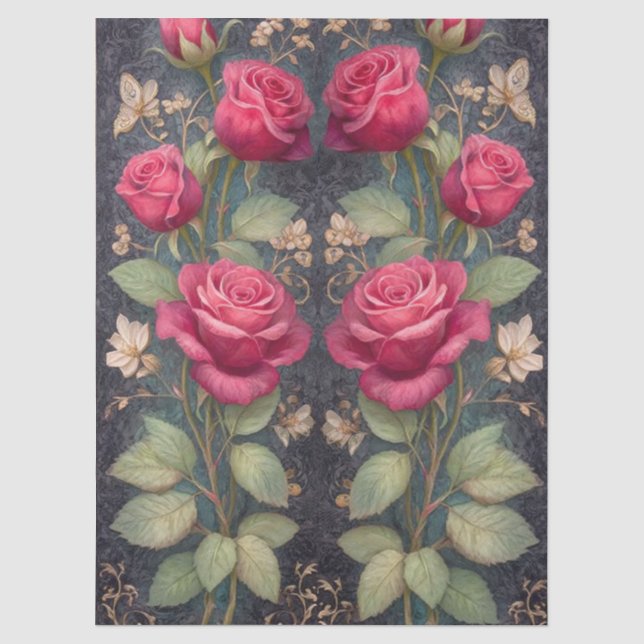 Große Rote Rosen für Kunsthandwerk und Dekorelemen Seidenpapier (Vorderseite)