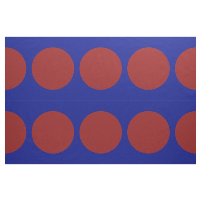 Große rote Tupfen auf blauem geometrischem Gewebe Stoff (Fat Quarter (45,7 x 55,9 cm))