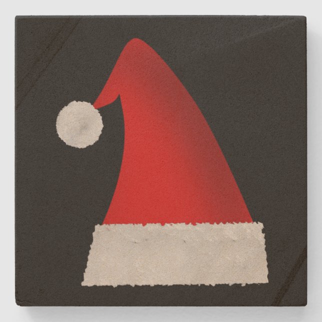 Große rote WeihnachtsWeihnachtsmannmütze Steinuntersetzer (Vorderseite)