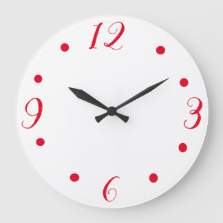 Große rote Zahlen auf einer weißen Uhr