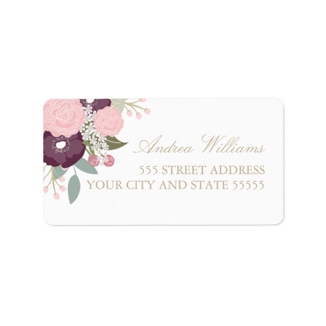 Große Rücksendeadressen-Aufkleber mit Blumenmuster Adressaufkleber (Vorne)