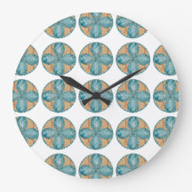 Große runde Uhr mit Türkis-Blumen-Entwurf