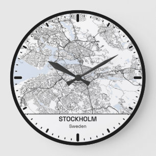 Große Runde Uhr Stockholm Clock City Linienkunst