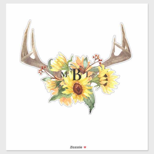 Große rustikale Sonnenblume Monogram Wedding S Aufkleber (Blatt)